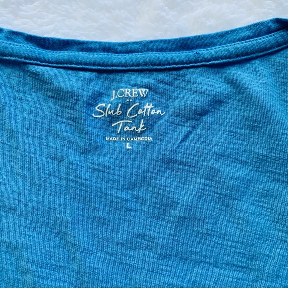 J. Crew Blue Slub Cotton Tank | Large - Picture 2 of 6